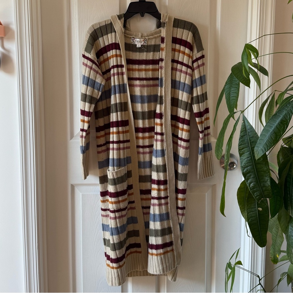 Hooded Striped Cardigan